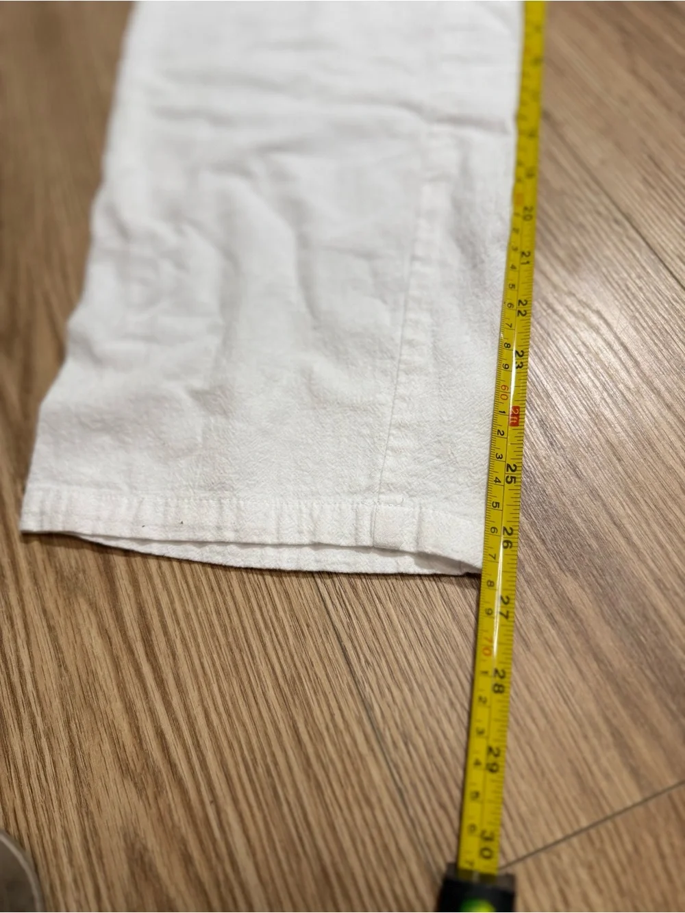 White Cotton Linen Blend Drawstring Straight Leg Pants Womens Medium Beach